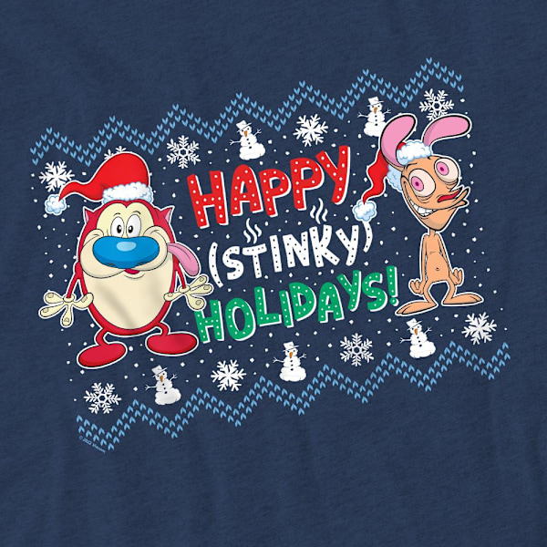 Ren & Stimpy Unisex Vuxen Glad Illaluktande Helger Jul Tröja Navy XXL