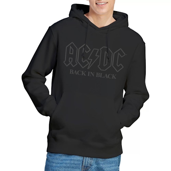AC/DC Herr Back In Black Outline Hoodie M Svart Black M