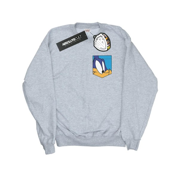 Looney Tunes Dam/Damer Road Runner Ansikte Faux Fick Sweatshirt Heather Grey L