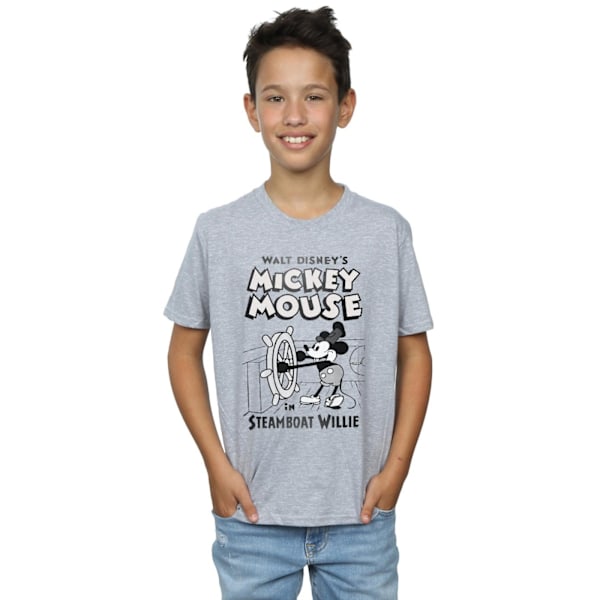 Disney Boys Mickey Mouse Steamboat Willie T-shirt 9-11 år Sp Sports Grey 9-11 Years