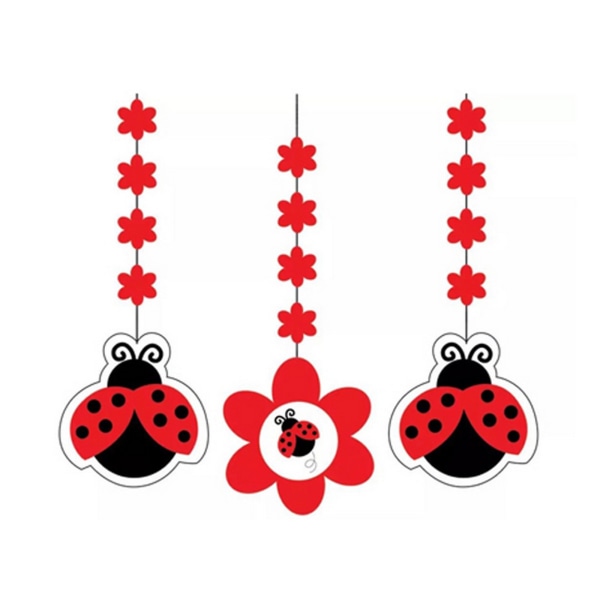 Creative Converting 7in Ladybird Hanging Cutouts (Pack Of 3) 7i Red/Black/White 7in