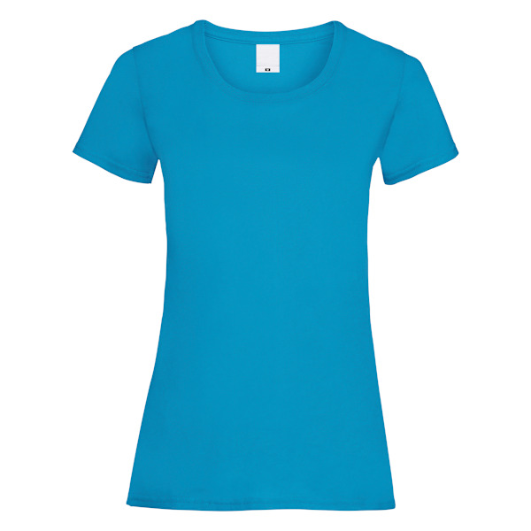 Womens/Ladies Value Fitted Short Sleeve Casual T-Shirt Medium C Cyan Medium