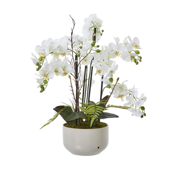 Hill Interiors Keramisk orkidéblomkruka 76cm x 60cm x 65cm Vit White 76cm x 60cm x 65cm