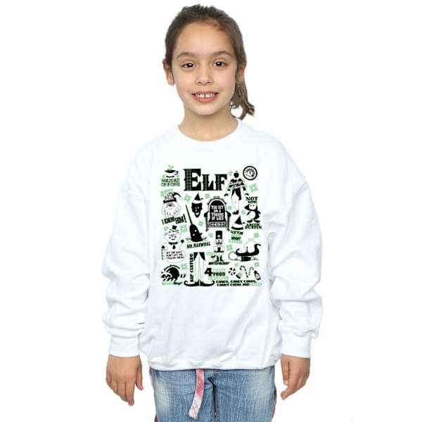 Elf Girls Infografisk Poster Sweatshirt 12-13 År Vit White 12-13 Years