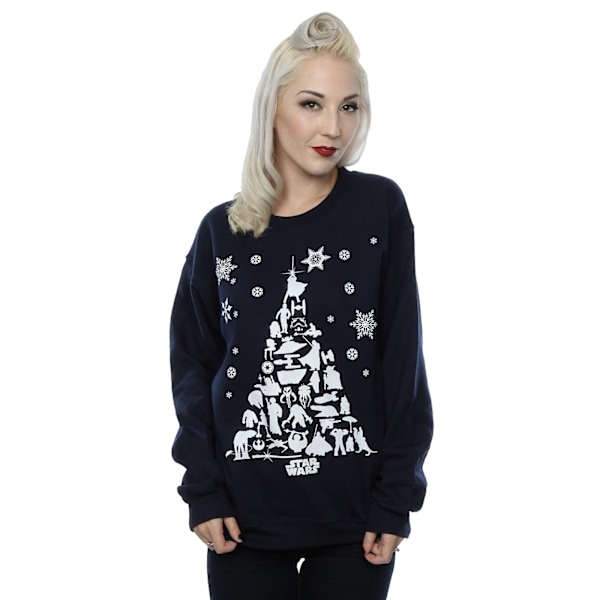 Star Wars Dam/Damer Julgran Sweatshirt S Mörk Marinblå Deep Navy S