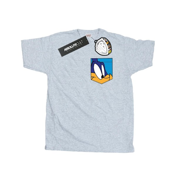 Looney Tunes herr Road Runner ansikte faux ficka T-shirt L sport Sports Grey L