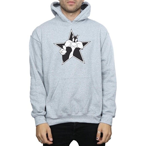 Looney Tunes Herr Sylvester Mono Star Hoodie M Sports Grey Sports Grey M