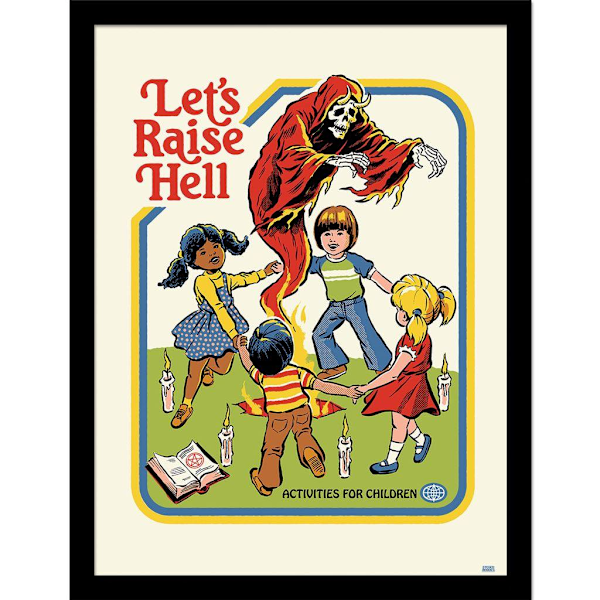 Steven Rhodes Lets Raise Hell Inramad Affisch 40cm x 30cm Multico Multicoloured 40cm x 30cm