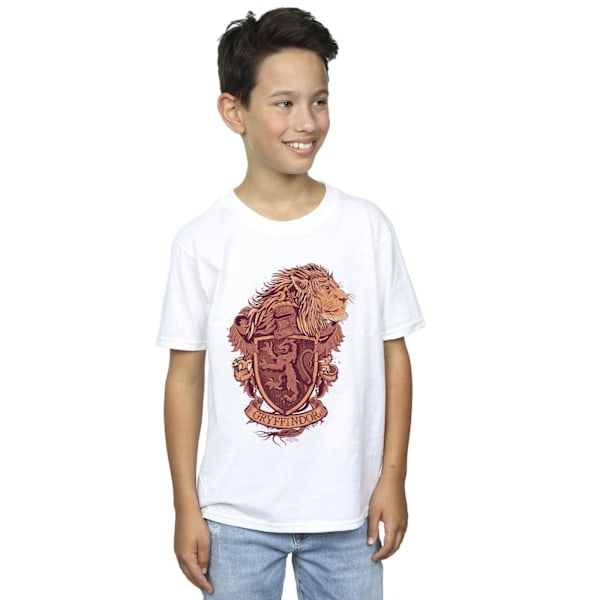 Harry Potter Boys Gryffindor Sketch Crest T-Shirt 3-4 år Vit White 3-4 Years