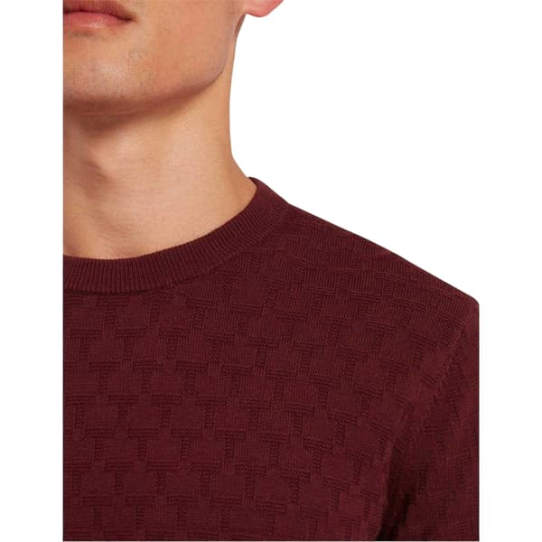 Ted Baker Herr Stitch Stickad Tröja med Rund Hals S Vinröd Maroon S
