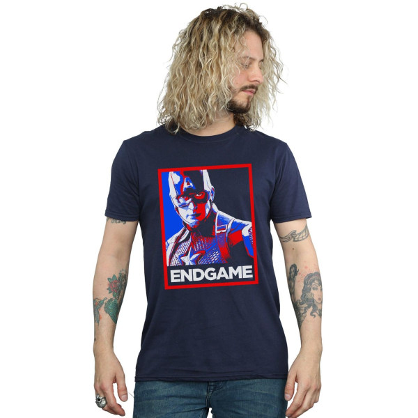 Marvel Mens Avengers Endgame Captain America Poster T-Shirt 4XL Navy Blue 4XL