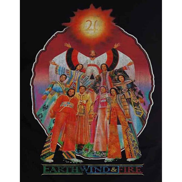 Earth, Wind & Fire Unisex Vuxen Let´s Groove T-shirt med tryck på baksidan Black M