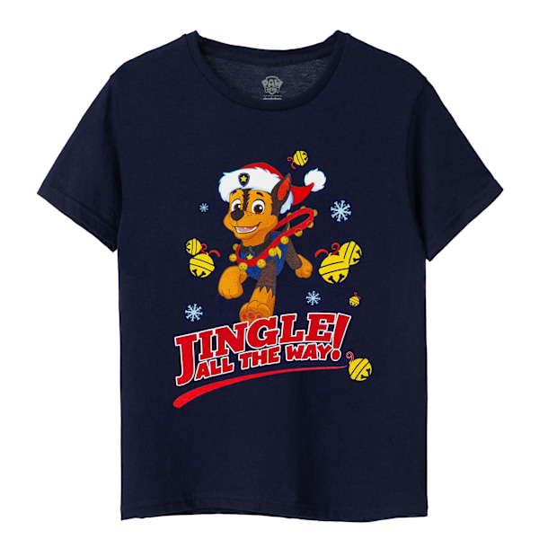 Paw Patrol Boys Jingle All The Way Chase T-Shirt 7-8 år Marinblå Navy 7-8 Years