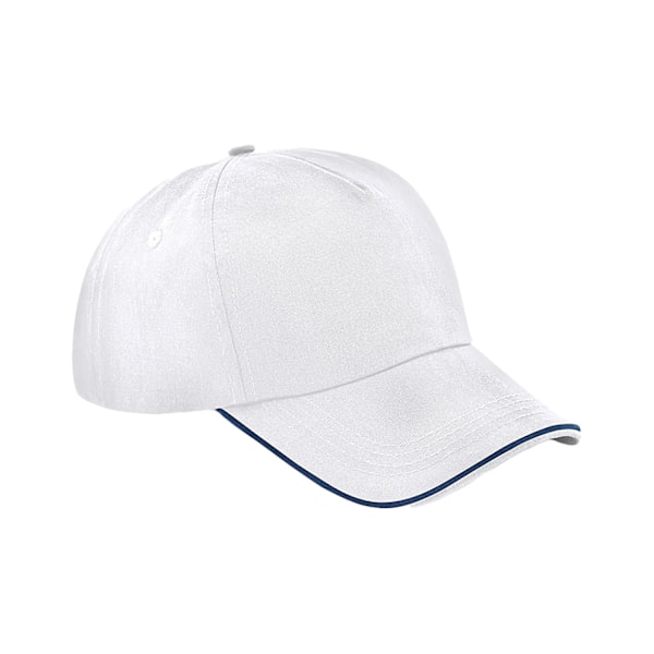 Beechfield Authentic Piped 5 Panel Cap One Size Vit/Fransk Marinblå White/French Navy One Size