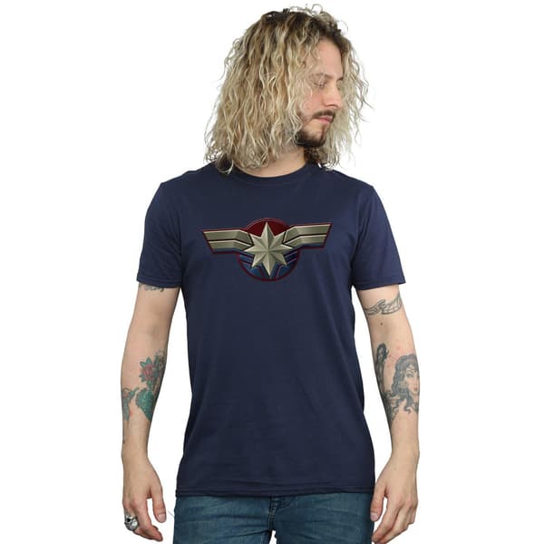 Marvel Herr Captain Marvel Bröstsymbol T-shirt L Marinblå Navy Blue L