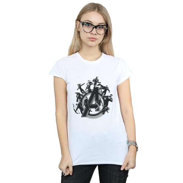 Marvel Dam/Kvinnor Avengers Endgame Hero Circle Bomull T-Shir White M