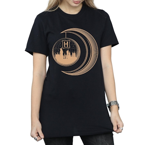 Harry Potter Dam/Kvinnor Hogwarts Moon Bomull Boyfriend T-Shi Black XL