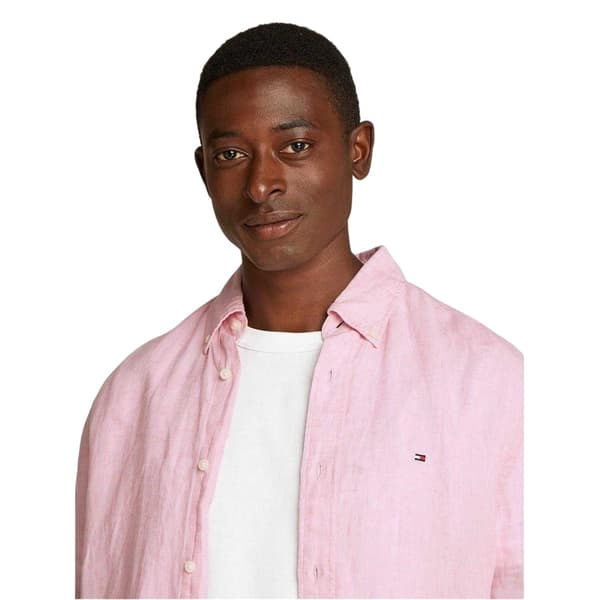 Tommy Hilfiger Herr Linne Regular Långärmad Skjorta M Klassisk Classic Pink M