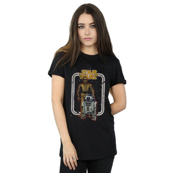 Star Wars Dam/Damer R2-D2 Och C-3PO Vintage Bomull Boyfriend T-Shirt Black 3XL