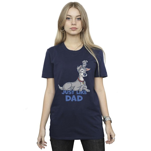 Disney Dam/Kvinnor Lady Och Lufsen Precis Som Pappa Bomull Pojkvän T-Shirt Navy Blue L