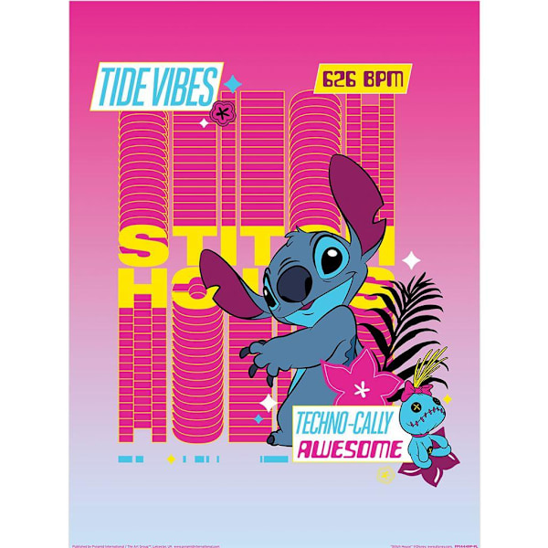 Lilo & Stitch Techno 2 Stitch Print 40cm x 30cm Rosa/Blå Pink/Blue 40cm x 30cm