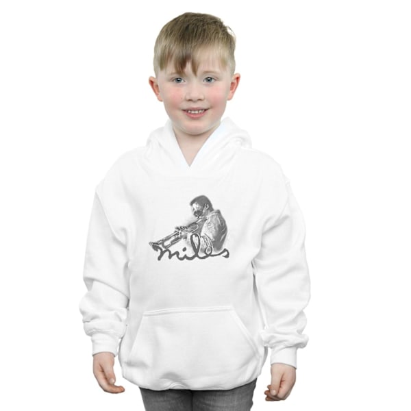 Miles Davis Boys Profile Sketch Hoodie 5-6 år Vit White 5-6 Years