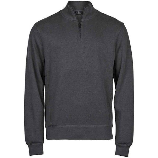 Tee Jays Herr Ribber Interlock Halv Zip Sweatshirt L Mörkgrå Dark Grey L