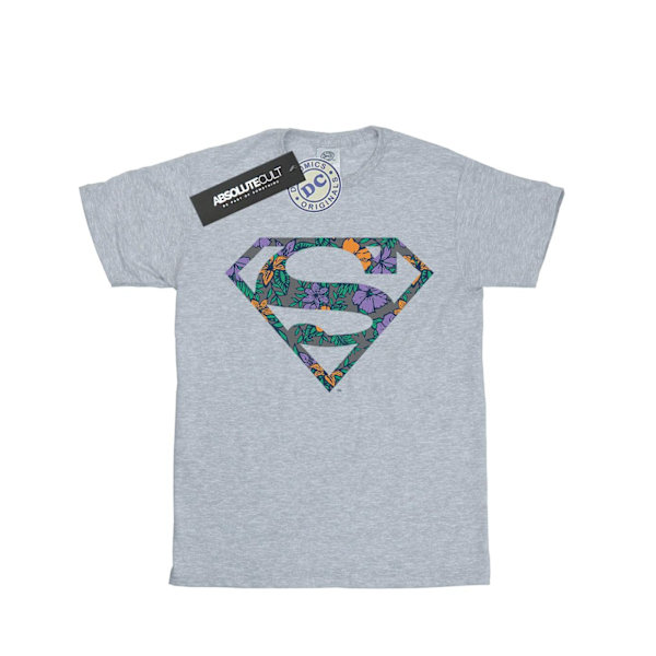 DC Comics Boys Superman Floral Logo 1 T-Shirt 5-6 år Sport Sports Grey 5-6 Years