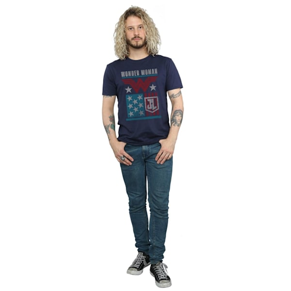 DC Comics Justice League Movie Wonder Woman Flag T-Shirt X Navy Blue XXL