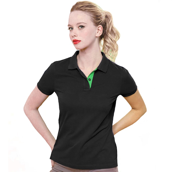 Asquith & Fox Dam/Dam Short Sleeve Contrast Polo Shirt S Black/ Lime S
