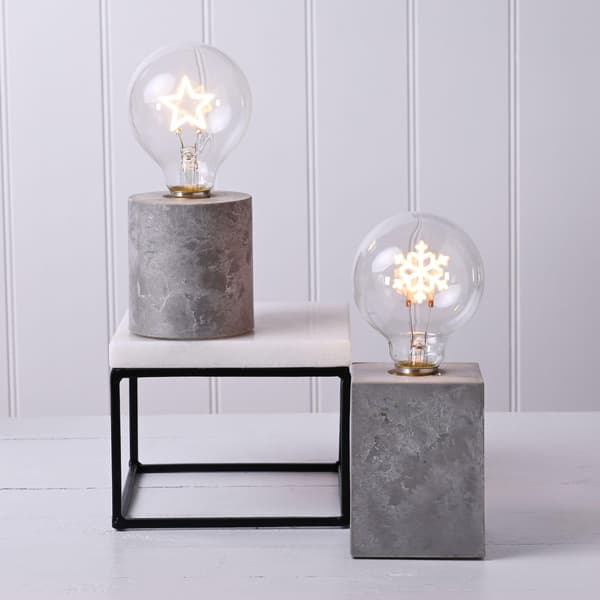 Fyrkantig snöflingelampa med cementeffektbas En Storlek Grå Grey One Size