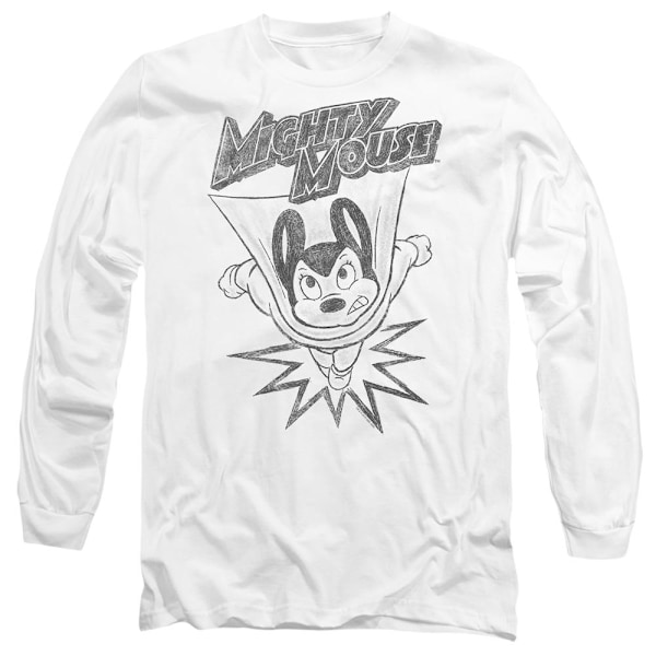 Mighty Mouse Unisex Vuxen Bursting Out T-Shirt L Vit White L