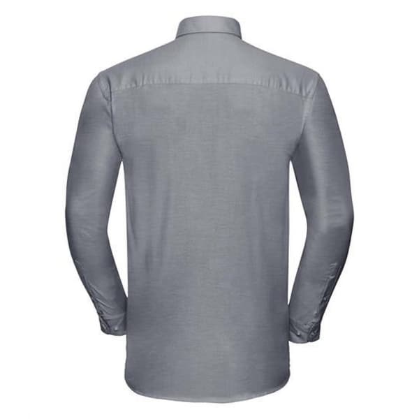 Russell Collection Herr Långärmad Easy Care Oxford Skjorta 15.5 Silver Grey 15.5inch
