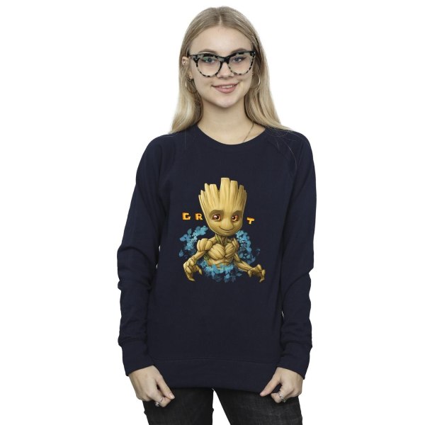 Guardians Of The Galaxy Dam/Ladies Groot Flowers Sweatshirt Navy Blue L