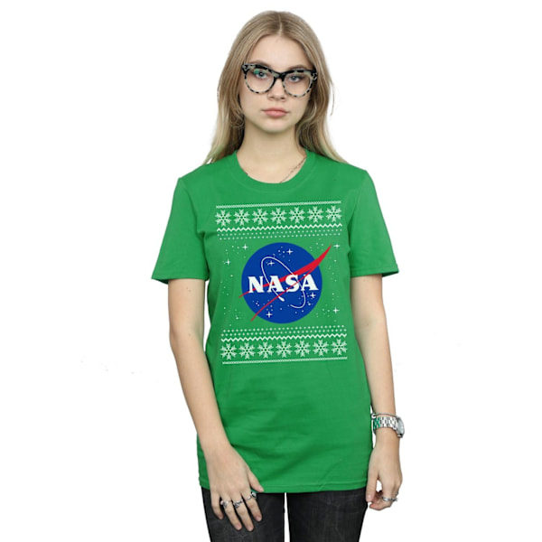 NASA Dam/Damer Classic Fair Isle Bomull Boyfriend T-Shirt X Irish Green XXL