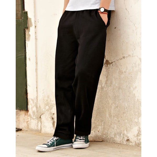 Fruit Of The Loom Herr Open Hem Joggbyxor / Joggingbyxor M B Black M
