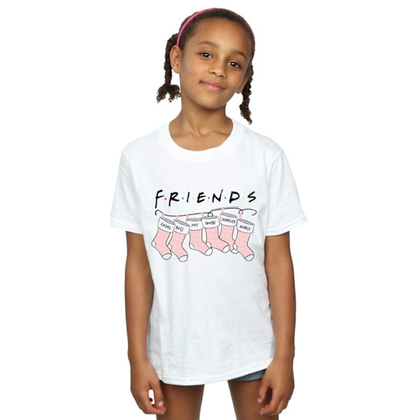 Friends Girls Julstrumpa Logo Bomull T-shirt 7-8 år White 7-8 Years