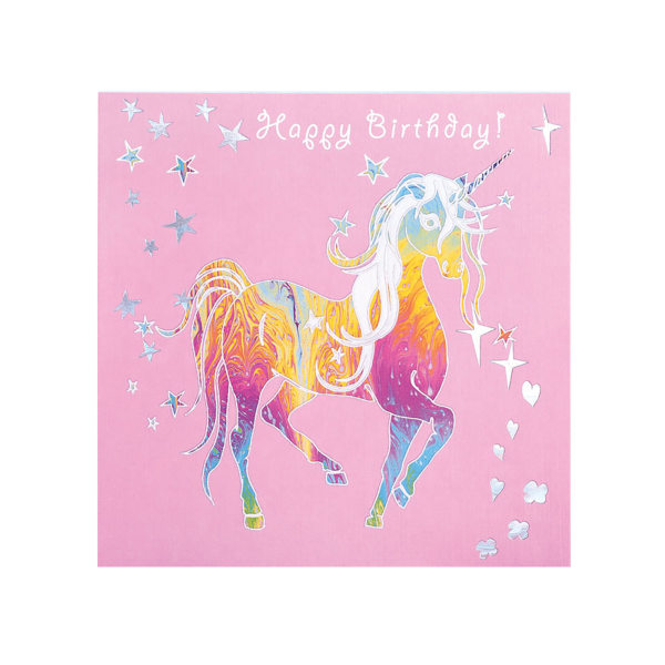 Deckled Edge prancing Myth Hälsningskort En one size Happy Birthd Happy Birthday - Trotting Unicorn ( One Size