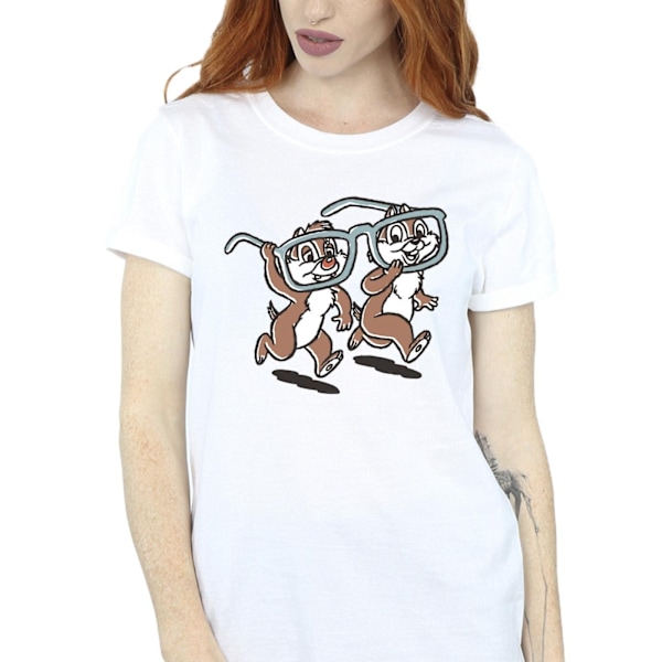 Disney Dam/Kvinnor Chip ´n Dale Glasögon Bomull Boyfriend T-Sh White 4XL