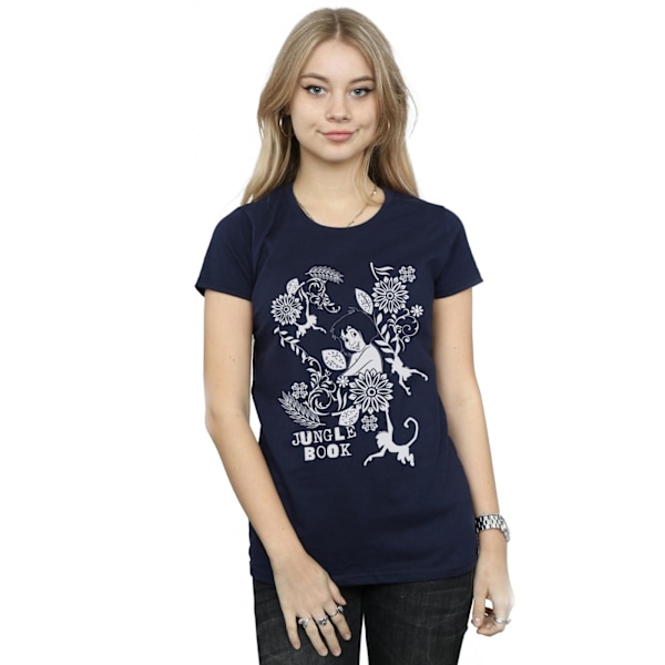 Disney Dam/Kvinnor Djungelboken Mowgli Tale Bomull T-shirt Deep Navy L