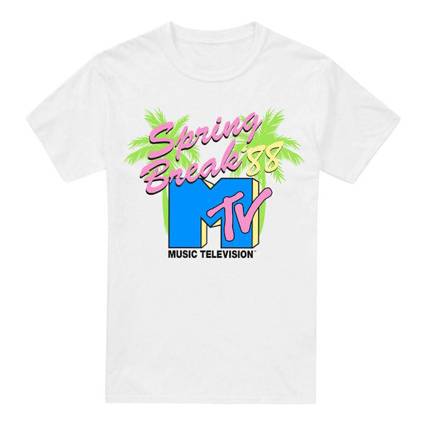 MTV Herr Spring Break Neon Palm Trees T-Shirt 4XL Vit White 4XL