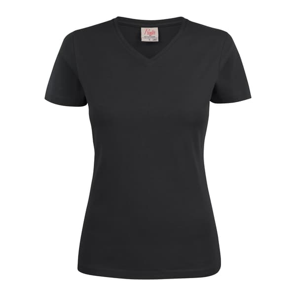 Printer Dam T-shirt med V-ringning M Svart Black M
