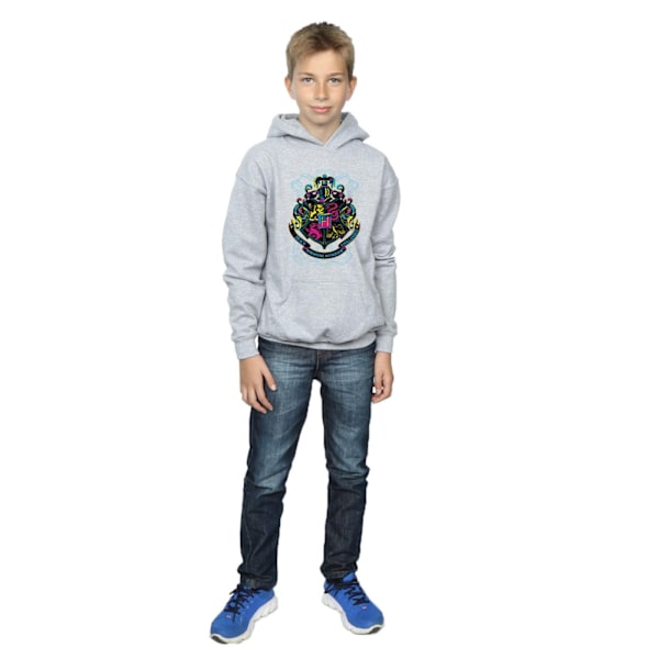 Harry Potter Boys Neon Hogwarts Crest Hoodie 9-11 år Sport Sports Grey 9-11 Years