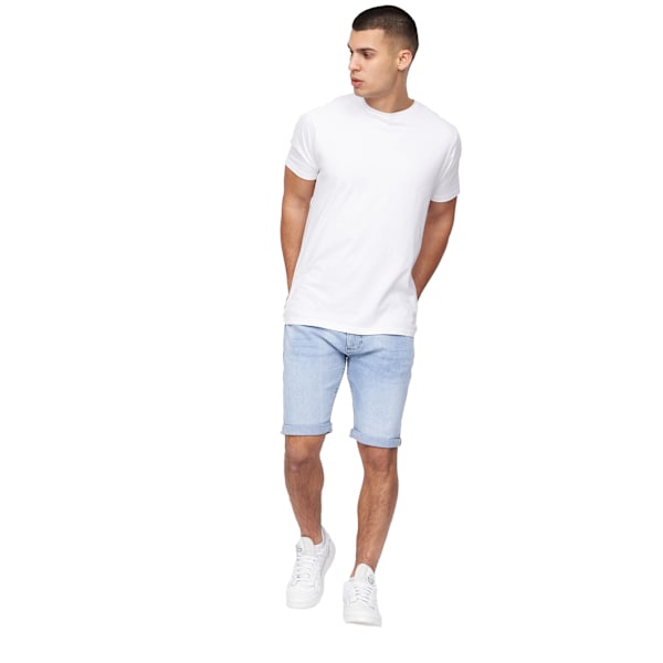 Crosshatch Herr Tonwin Denim Präglade Shorts 32R Ljus Tvätt Light Wash 32R