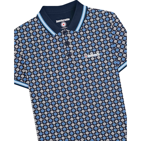 Lambretta Herr SS25 Geometrisk Stor & Lång Polo Tröja 5XL Marinblå/Az Navy/Azure Blue 5XL