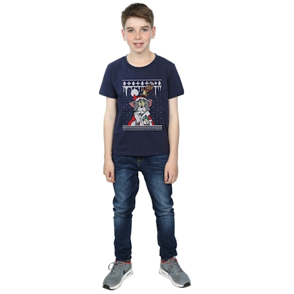 Tom och Jerry Pojkar Jul Fair Isle T-shirt 9-11 år Marinblå Navy Blue 9-11 Years