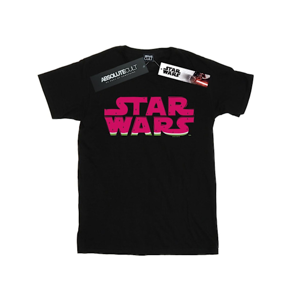 Star Wars T-shirt i bomull med vattenmelonslogotyp för flickor, 5-6 år, svart Black 5-6 Years