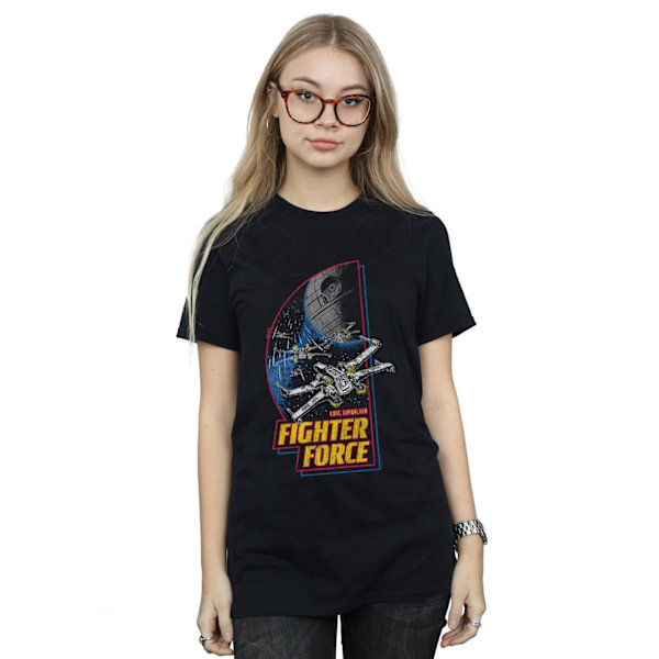 Star Wars Dam/Kvinnors Fighter Force Bomull Boyfriend T-shirt Black M