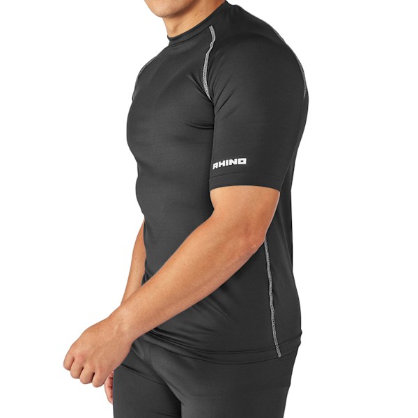 Rhino Mens Sports Base Layer Kortärmad T-shirt L/XL Svart Black L/XL