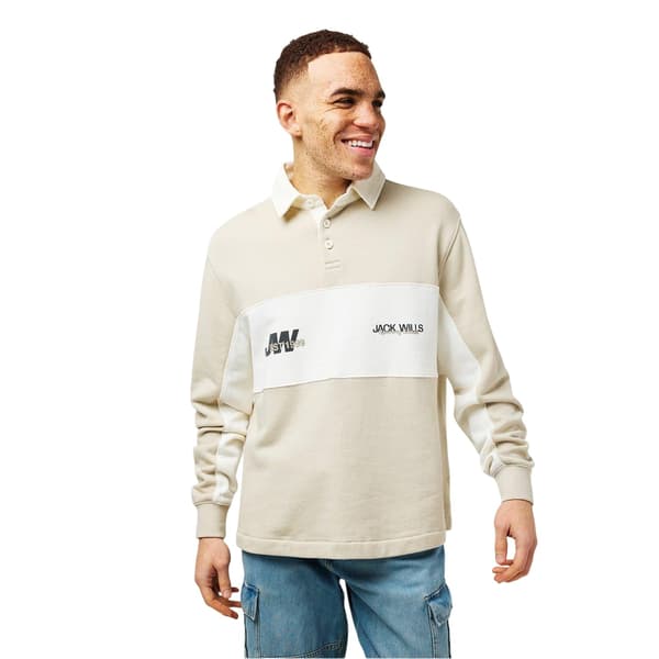 Jack Wills Herr Logotyp Rugbytröja med Avslappnad Passform M Kitt Putty M